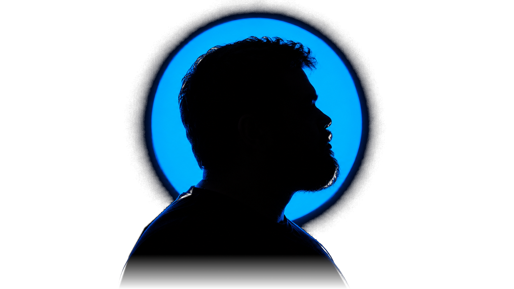 Silhueta de Jhow Antunes com iluminação azul